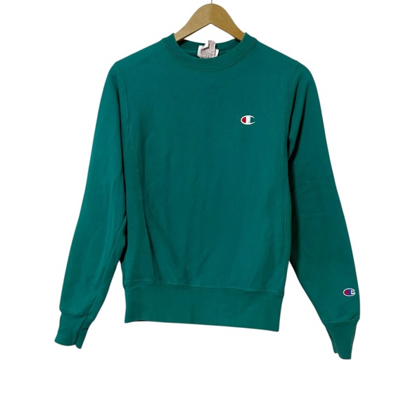 Vintage Champion Reverse Weave Size XS Teal Pullover Sweatshirt Heavyweight - Picture 1 of 6